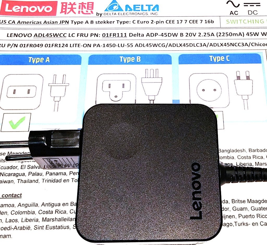 Lenovo 20V 2.25A 45W ADP-45DW B ADL45WCC Adapter 4.0x1.7mm, Ophalen of Verzenden, Nieuw, Lenovo origineel