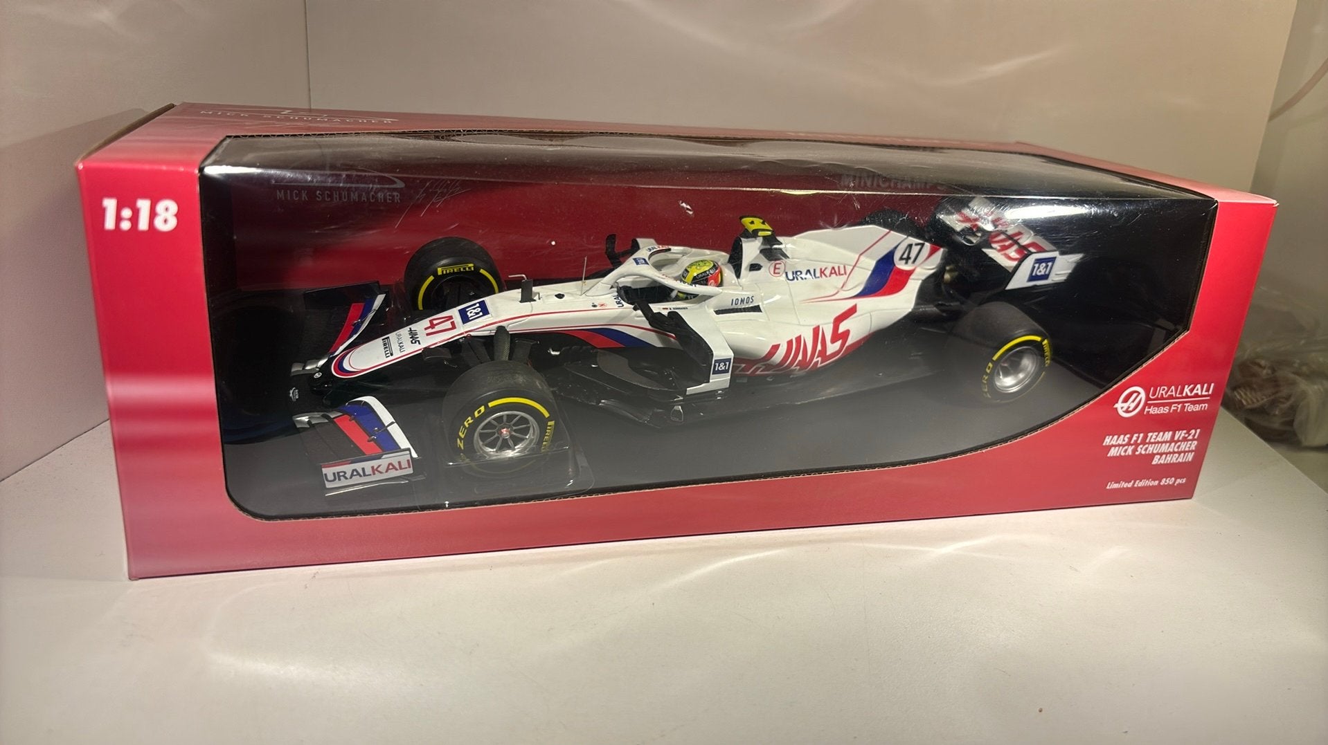 F1 haas vf-21 mick Schumacher bahrain minichamps 1.18, Ophalen of Verzenden, MiniChamps, A, A