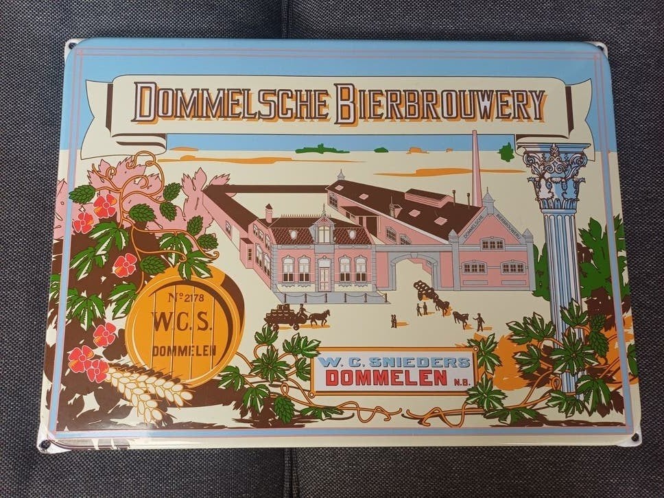 Dommelsche Bierbrouwerij Emaille bord te koop of te ruil, Verzamelen, Biermerken, Ophalen of Verzenden, Gebruikt, Reclamebord, Plaat of Schild