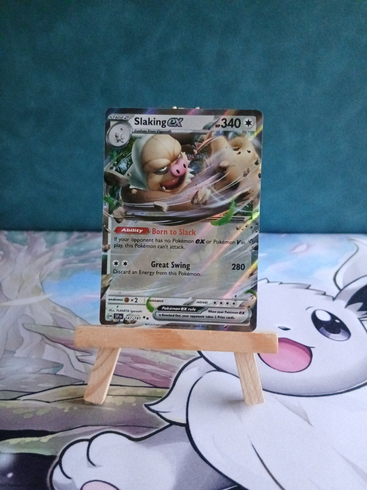 Slaking Ex #147/191 Pokémon Surging Sparks, Ophalen of Verzenden, Nieuw, Losse kaart, Foil