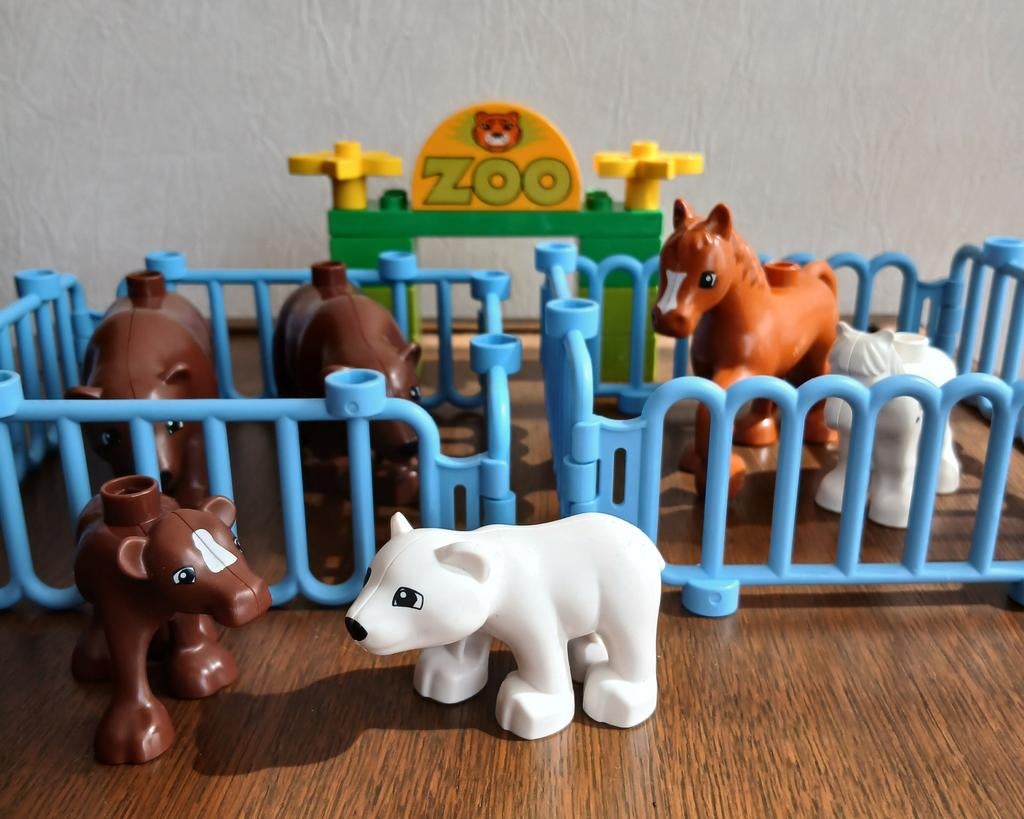 Zoo Dierentuin 6 Dieren /Hekwerk En Zoo Poort, Ophalen of Verzenden, Zo goed als nieuw, Complete set, Duplo