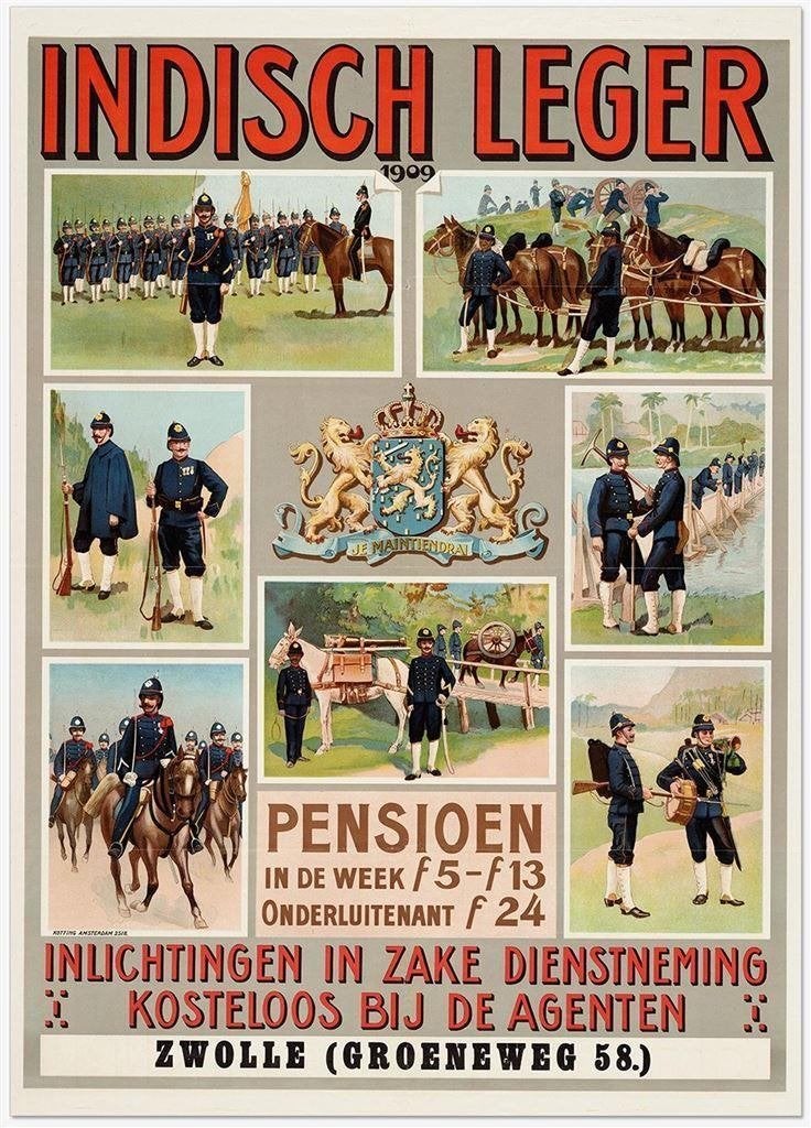 grote Indisch Leger 1909 KNIL Propaganda Poster Affiche, Verzenden, Landmacht, Nederland, Foto of Poster