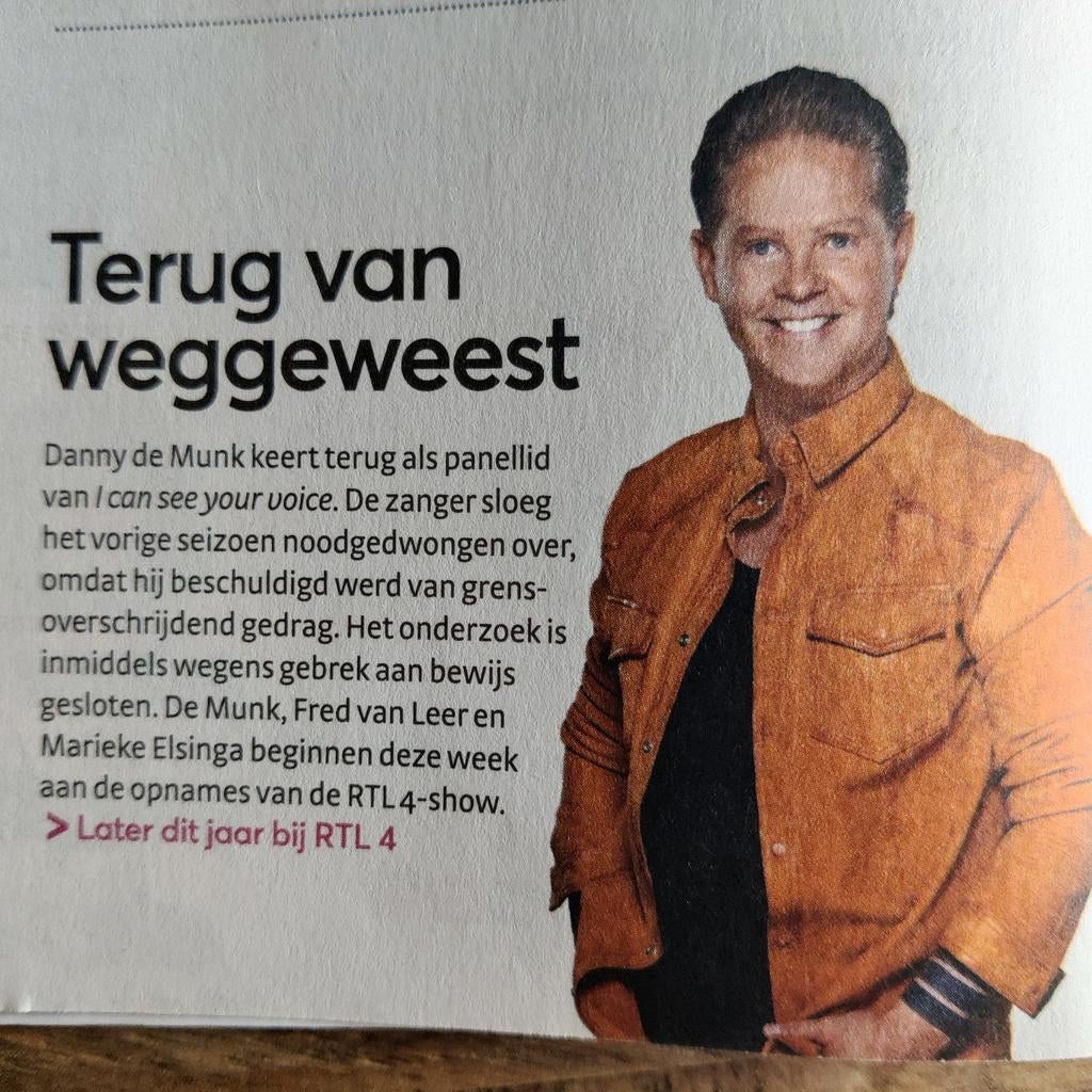 Danny de Munk Artikel Knipsel uit 2023, Verzamelen, Ophalen of Verzenden, 1980 tot heden, Nederland, Knipsel(s)