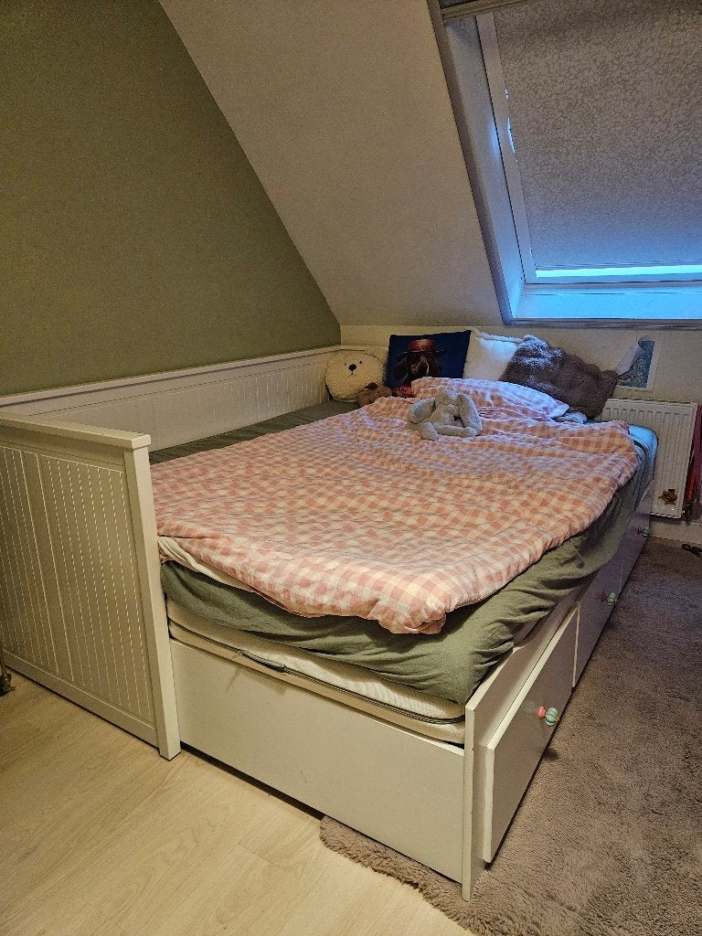 Hemnes bed wit, Ophalen, Eenpersoons, Wit, 80 cm