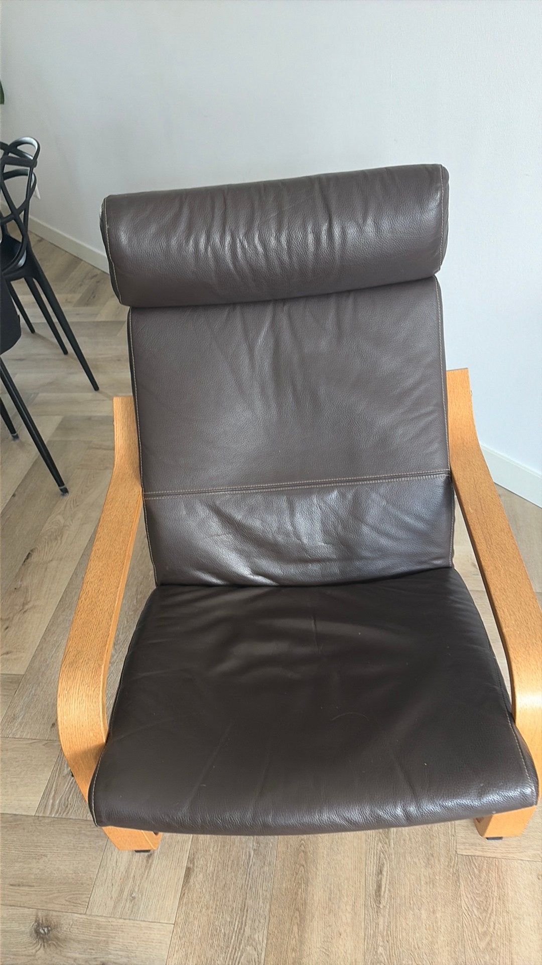 Gratis Ikea fauteuil bruin leer, Huis en Inrichting, Fauteuils, Ophalen, Gebruikt, 50 tot 75 cm, Leer