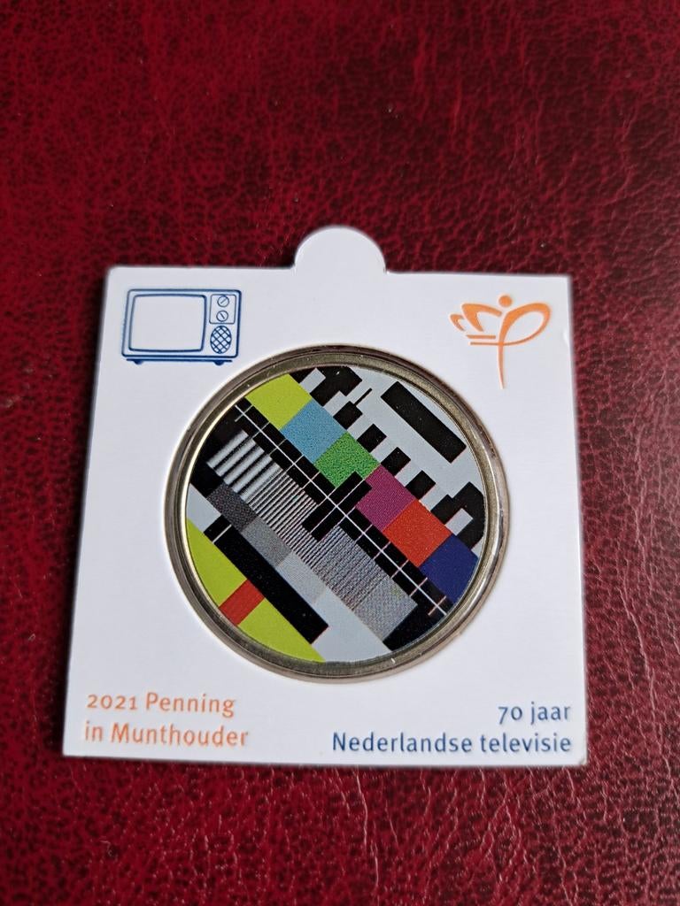 70 jaar Nederlandse Televisie Penning in Bedrukte Munthouder, Postzegels en Munten, Munten | Nederland, Ophalen of Verzenden, Overige waardes