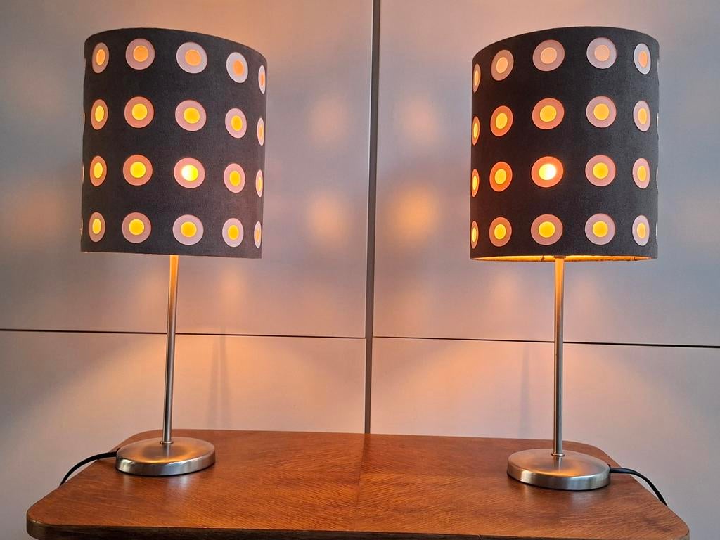 2 Tafellampen van de Heg, in schitterende retro look, Huis en Inrichting, Lampen | Tafellampen, Zo goed als nieuw, Minder dan 50 cm