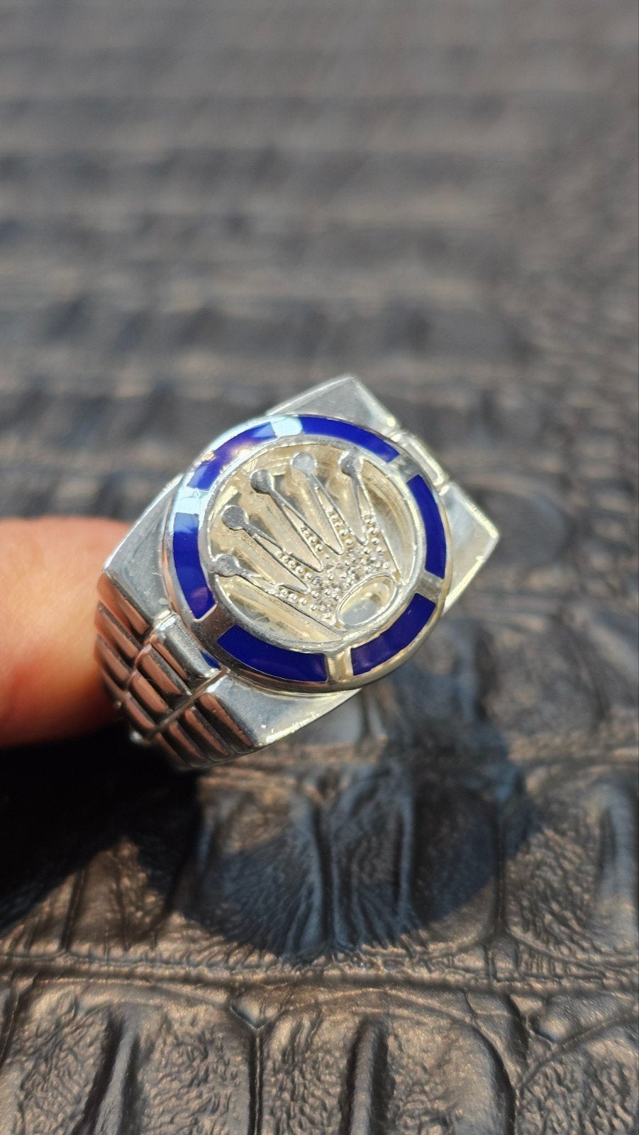 Prachtige zilver kroon ring, Heer, Nieuw, Ophalen of Verzenden, Zilver
