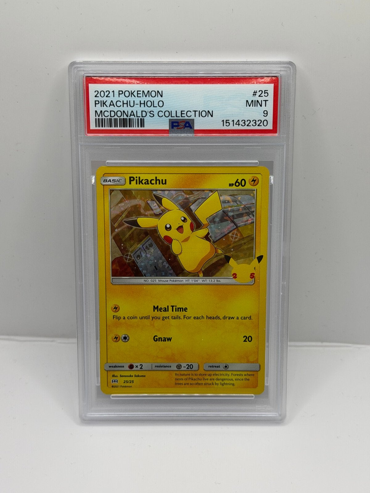 2021 Pokemon Pikachu Holo McDonald's Collection PSA 9, Ophalen of Verzenden, Zo goed als nieuw, Losse kaart