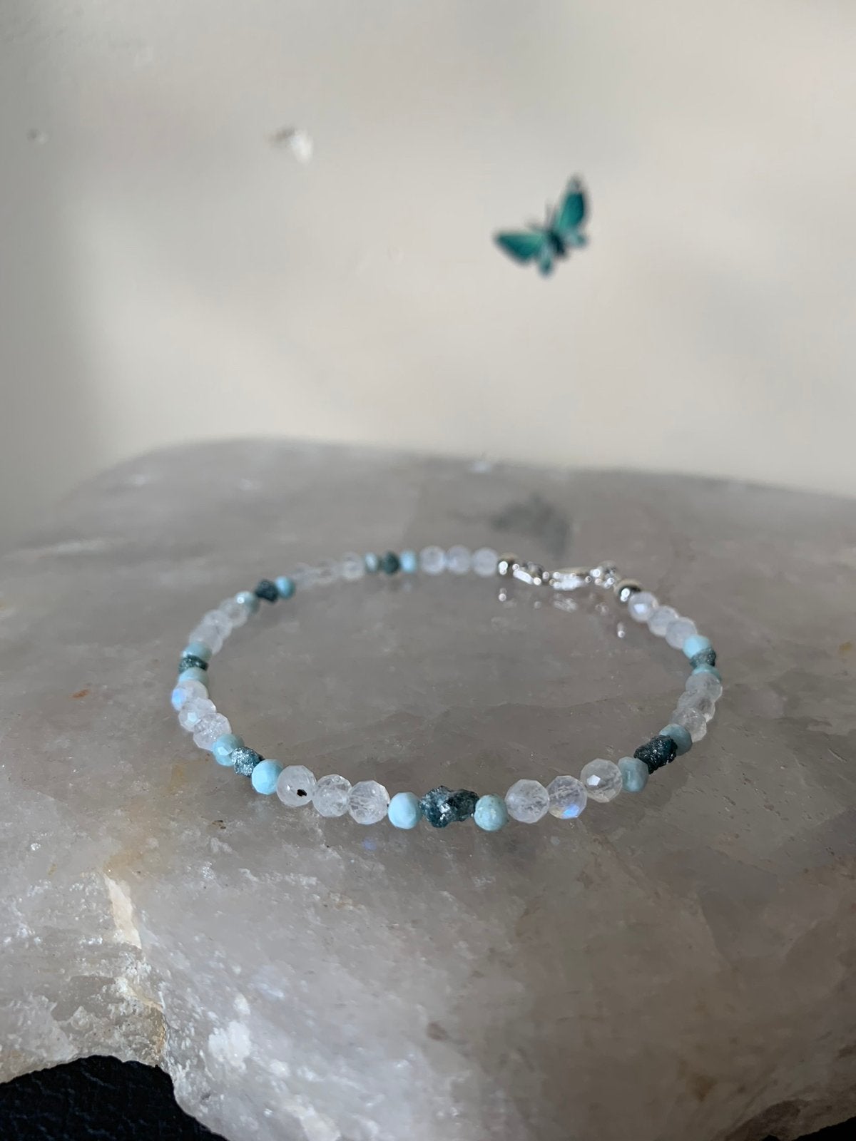 Chalcedoon diamant ruw vertrouwen beschermt magie uniek, Met bedels of kralen, Blauw, Magnolia11, Nieuw