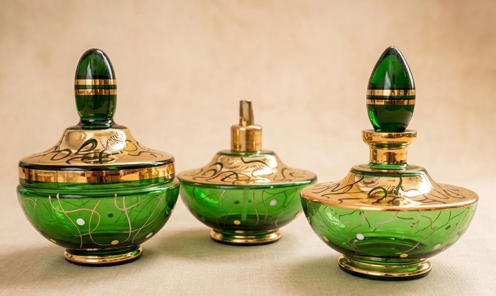 Vintage: 3 Kristallen Parfümflessen/Snuisterijpotjes, W&D23, Ophalen of Verzenden