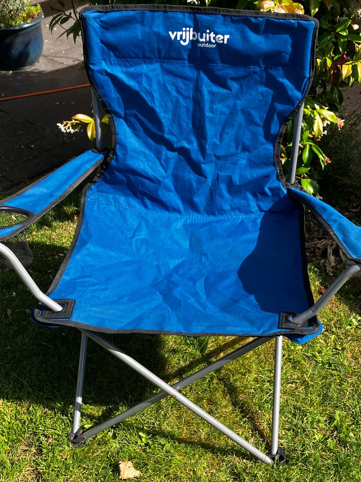 Vrijbuiter Outdoor Campingstoel - Blauw, Caravans en Kamperen, Kampeermeubelen, Ophalen, Gebruikt, Campingstoel