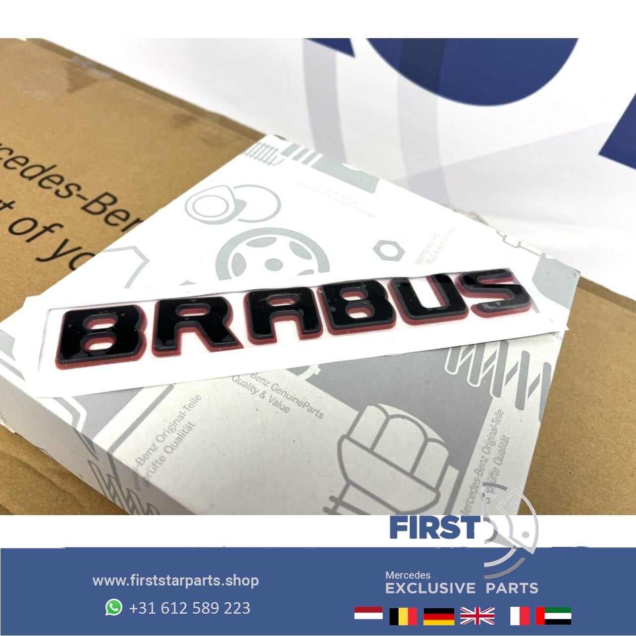 BRABUS ROCKET LETTERS ZWART / ROOD LOGO ACHTERKLEP LOGO ZWAR, Gebruikt, -, Ophalen of Verzenden, Achter