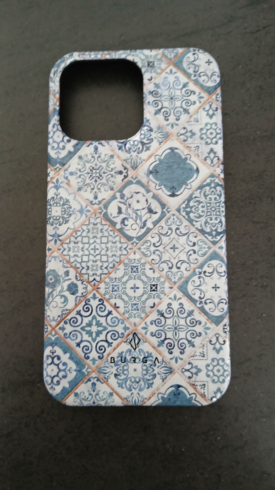 Burga iPhone Hoesje - Blauw/Wit Tegelpatroon, Kunststof, Hoesje of Tasje, Ophalen of Verzenden, Schokbestendig