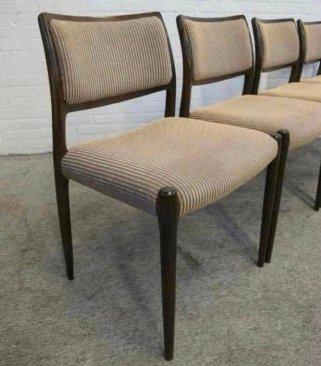 Stoel vier Niels Möller model 80 wengé stoelen, 1960's., Huis en Inrichting, Ophalen of Verzenden