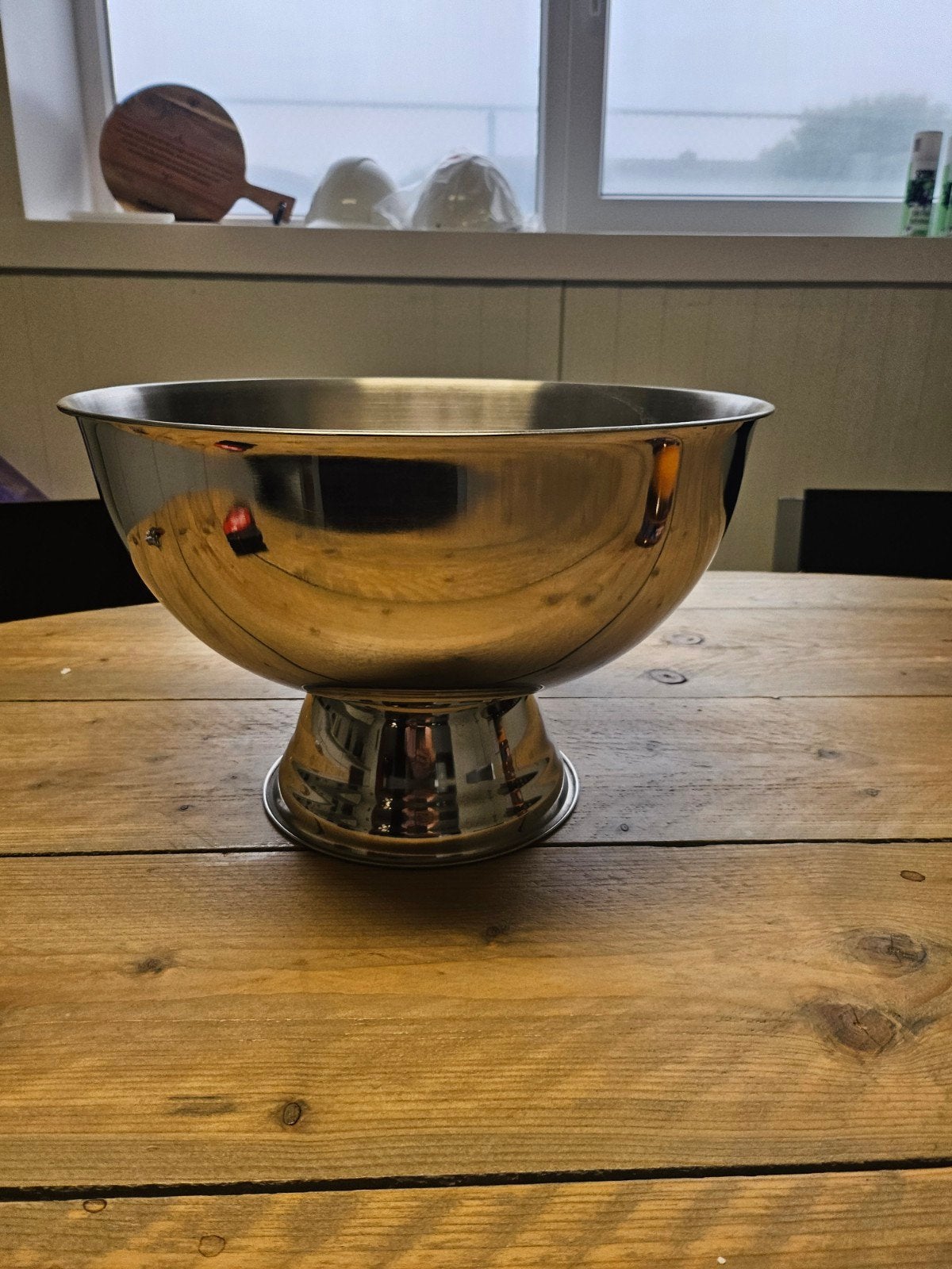 Grote RVS Schaal op Voet - IJsemmer/Punch Bowl, Ophalen, Rond, Koeler of IJsemmer, Zo goed als nieuw