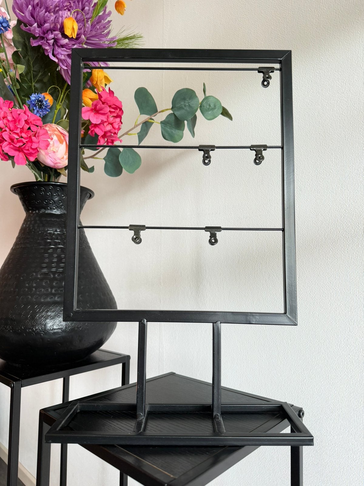 Memo board kaarthouder zwart metaal - 48x28,5 cm, Ophalen of Verzenden, Zo goed als nieuw
