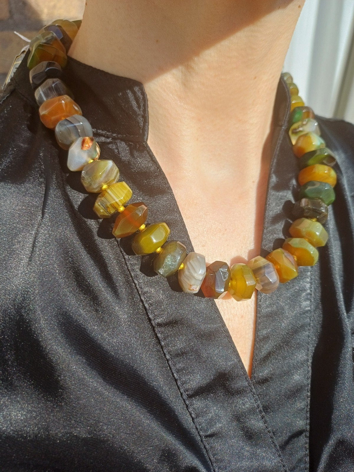 Vanoli collier / ketting van Geel groen bruin agaat, Daiva1973@hotmail.com, Vanoli, Overige kleuren, Amsterdam