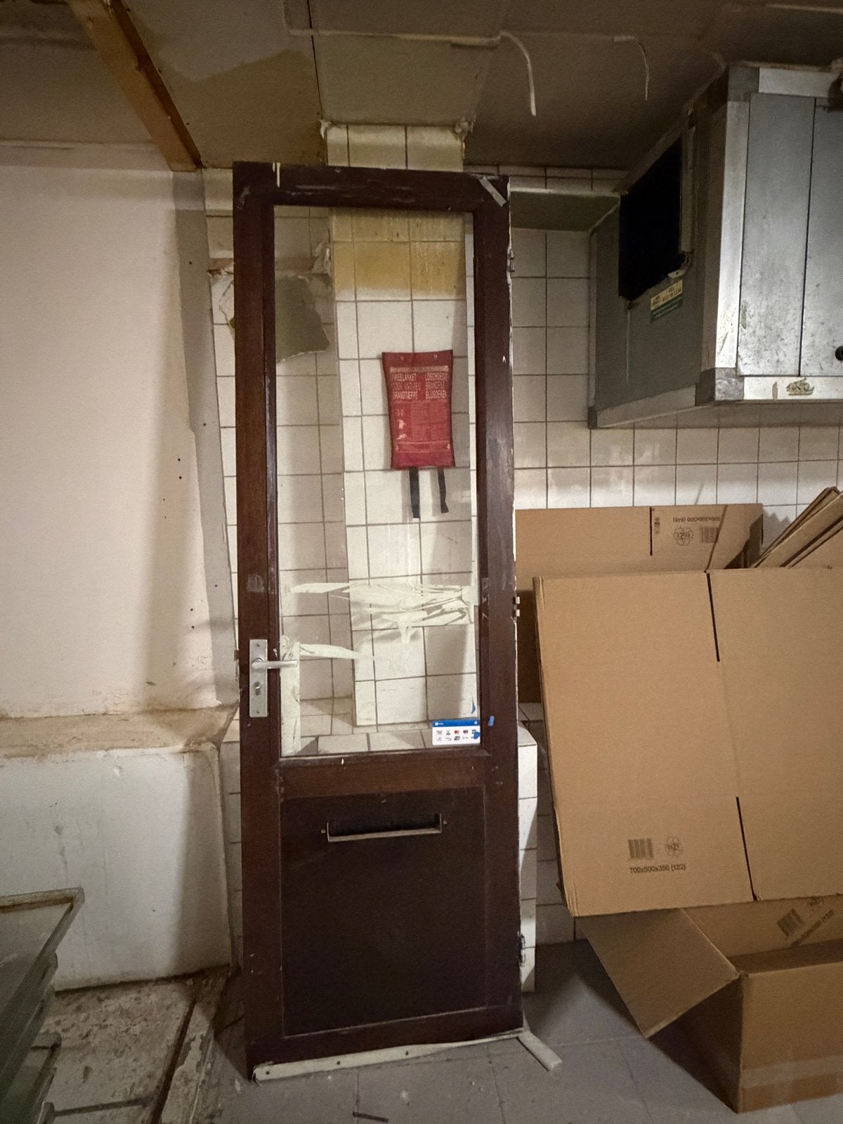 Gebruikte houten binnendeur met glas - 74x230 cm, Ophalen, Gebruikt, 120 cm of meer, Binnendeur