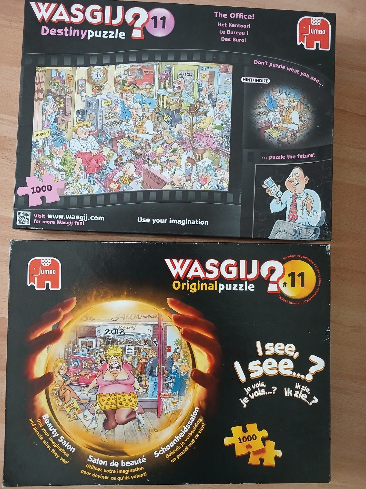 3 wasgij puzzels 1000 stukjes, Hobby en Vrije tijd, Denksport en Puzzels, Ophalen, 500 t/m 1500 stukjes, Zo goed als nieuw