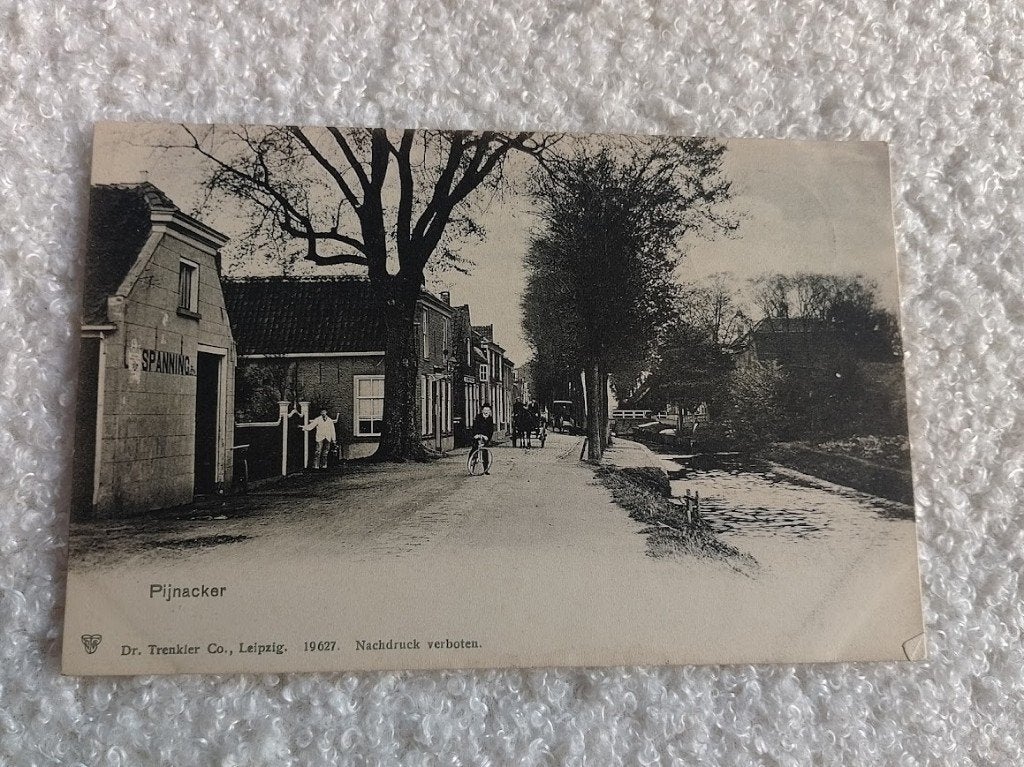 Pijnacker, dorpsgezicht, ansichtkaart, Verzamelen, Ansichtkaarten | Nederland, Ophalen of Verzenden, Voor 1920, Gelopen, Drenthe