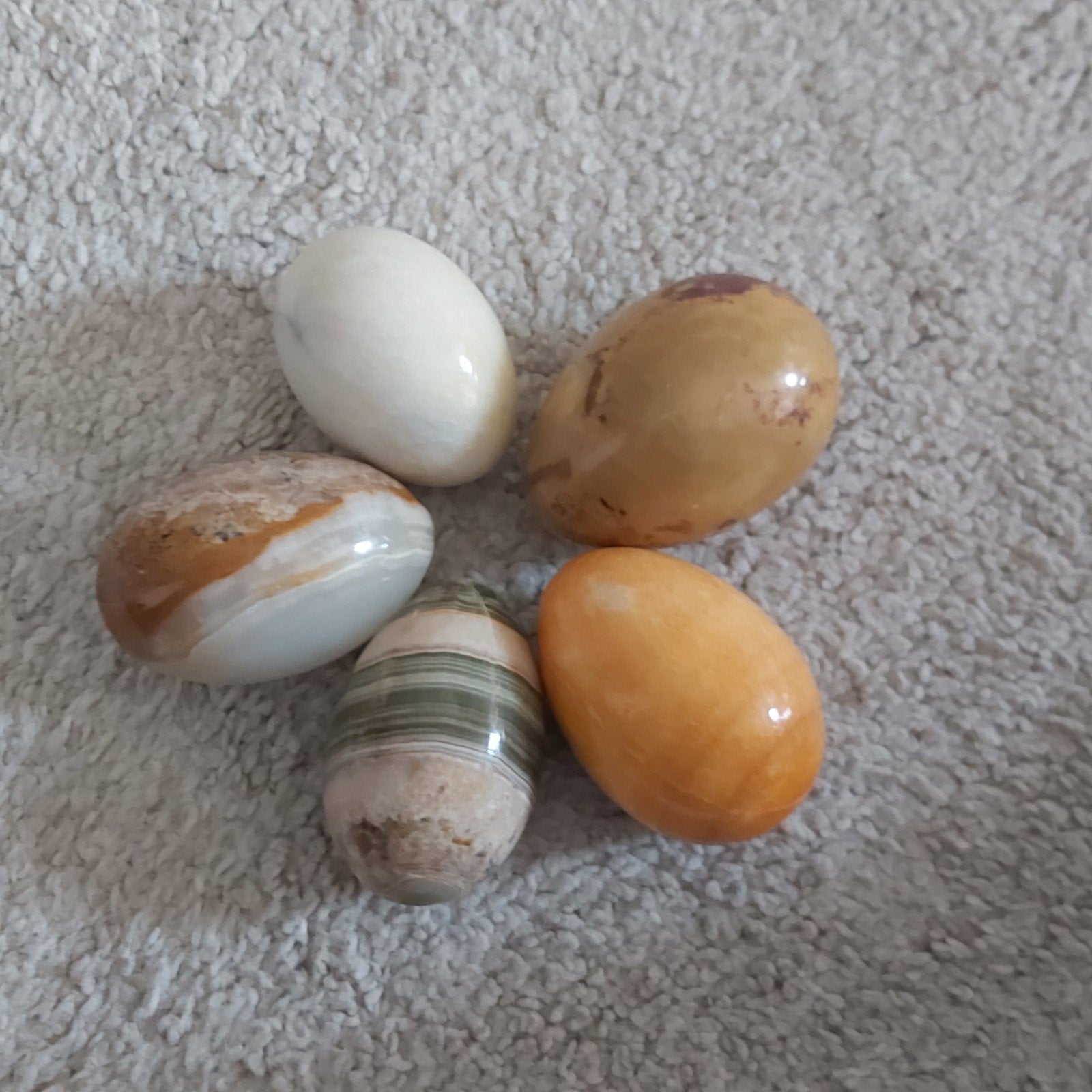 5 Mooie marmeren eieren, Ophalen of Verzenden, Mineraal