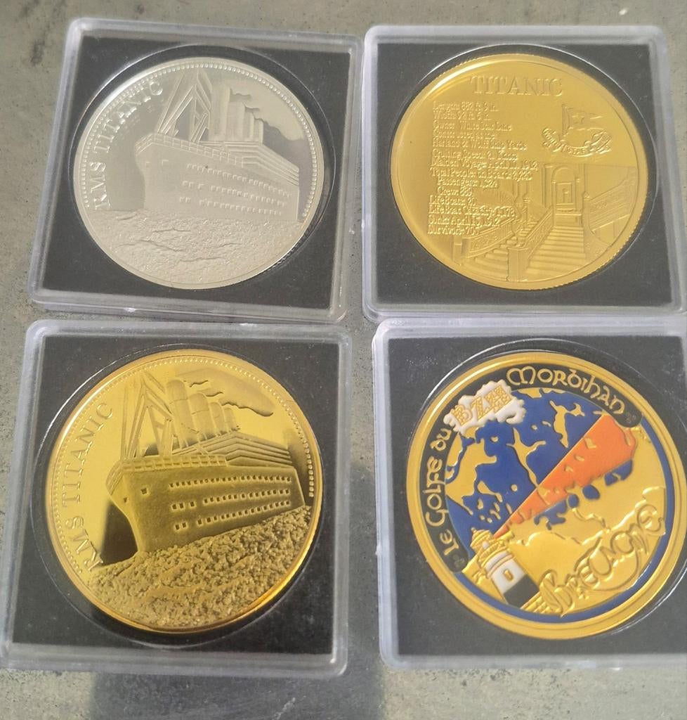 Titanic Herdenkingsmunten Set - Zilver & Goudkleurig, Verzenden, Setje, Zilver