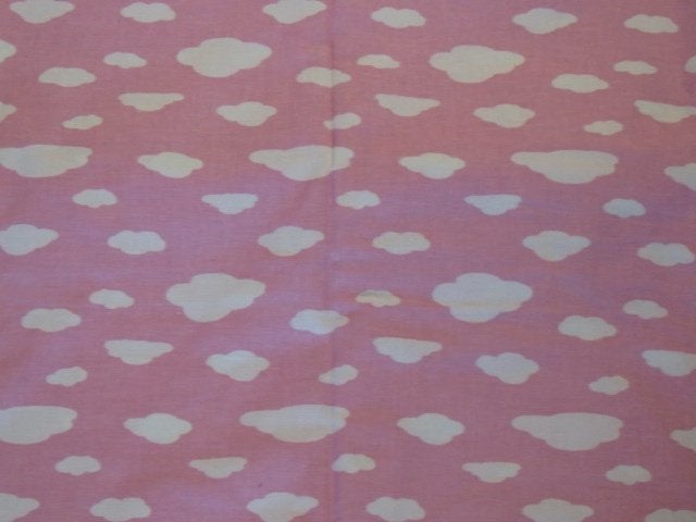 Vintage lap stof roze met witte wolkjes, Ophalen of Verzenden, Zo goed als nieuw, 30 tot 120 cm, Katoen