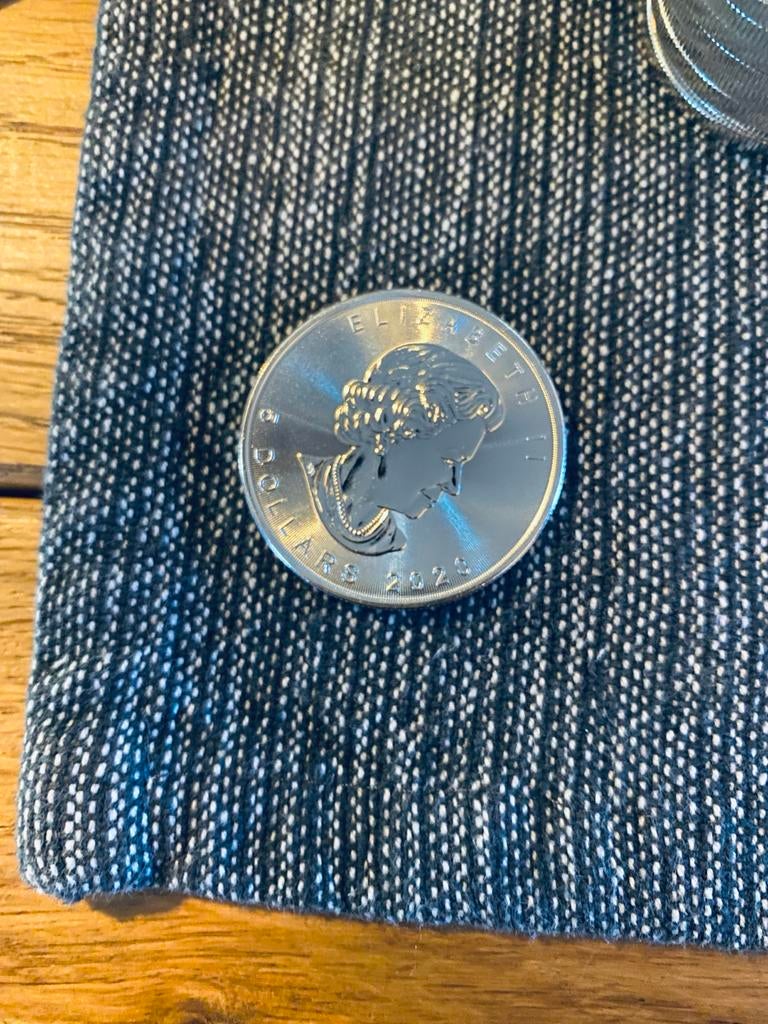 Zilveren Canadese Maple Leaf Munt, Ophalen of Verzenden, Zilver