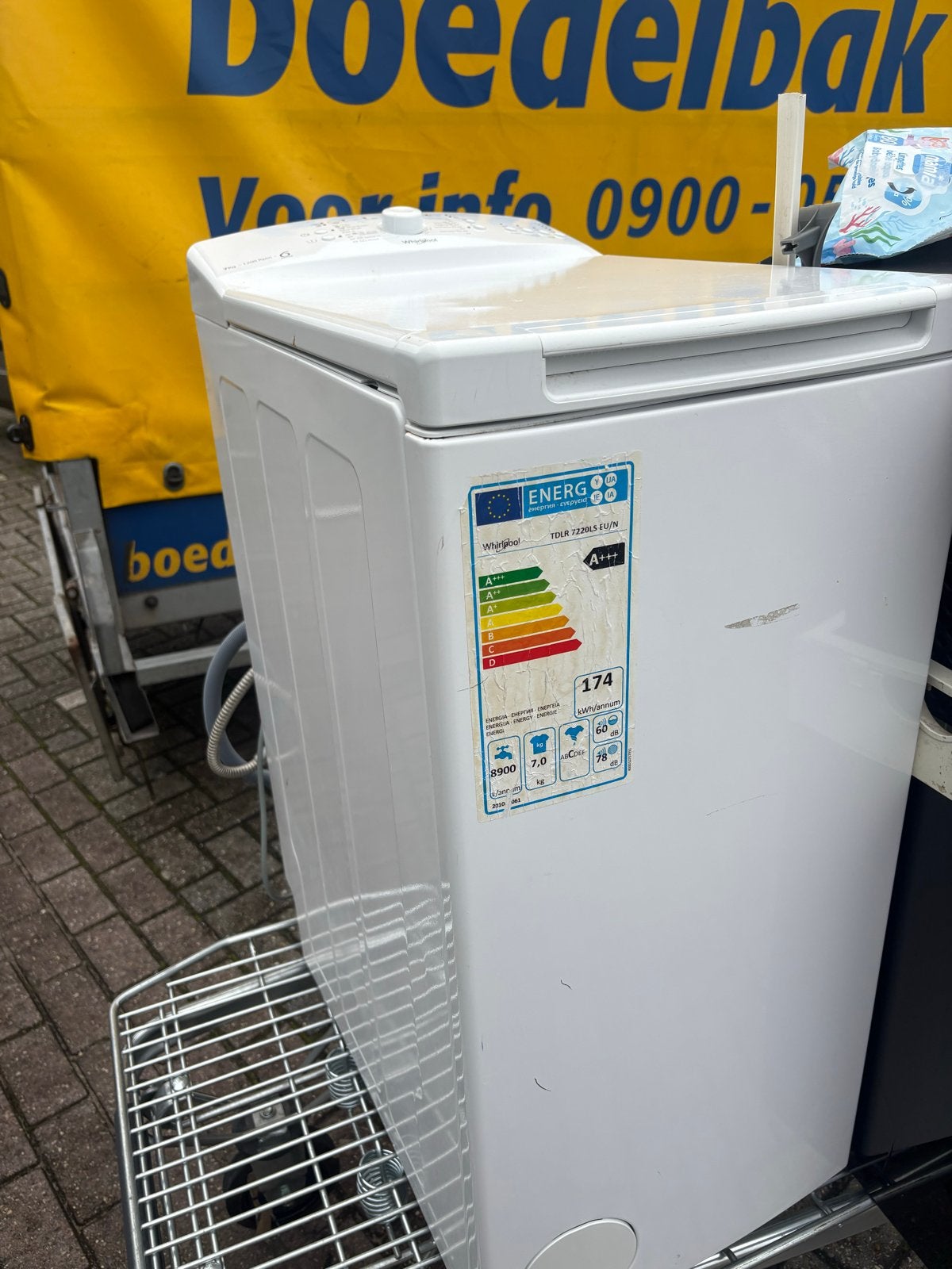 Whirlpool Bovenlader Wasmachine 7kg - 1200 RPM, Ophalen, Gebruikt, Bovenlader, Energieklasse A of zuiniger