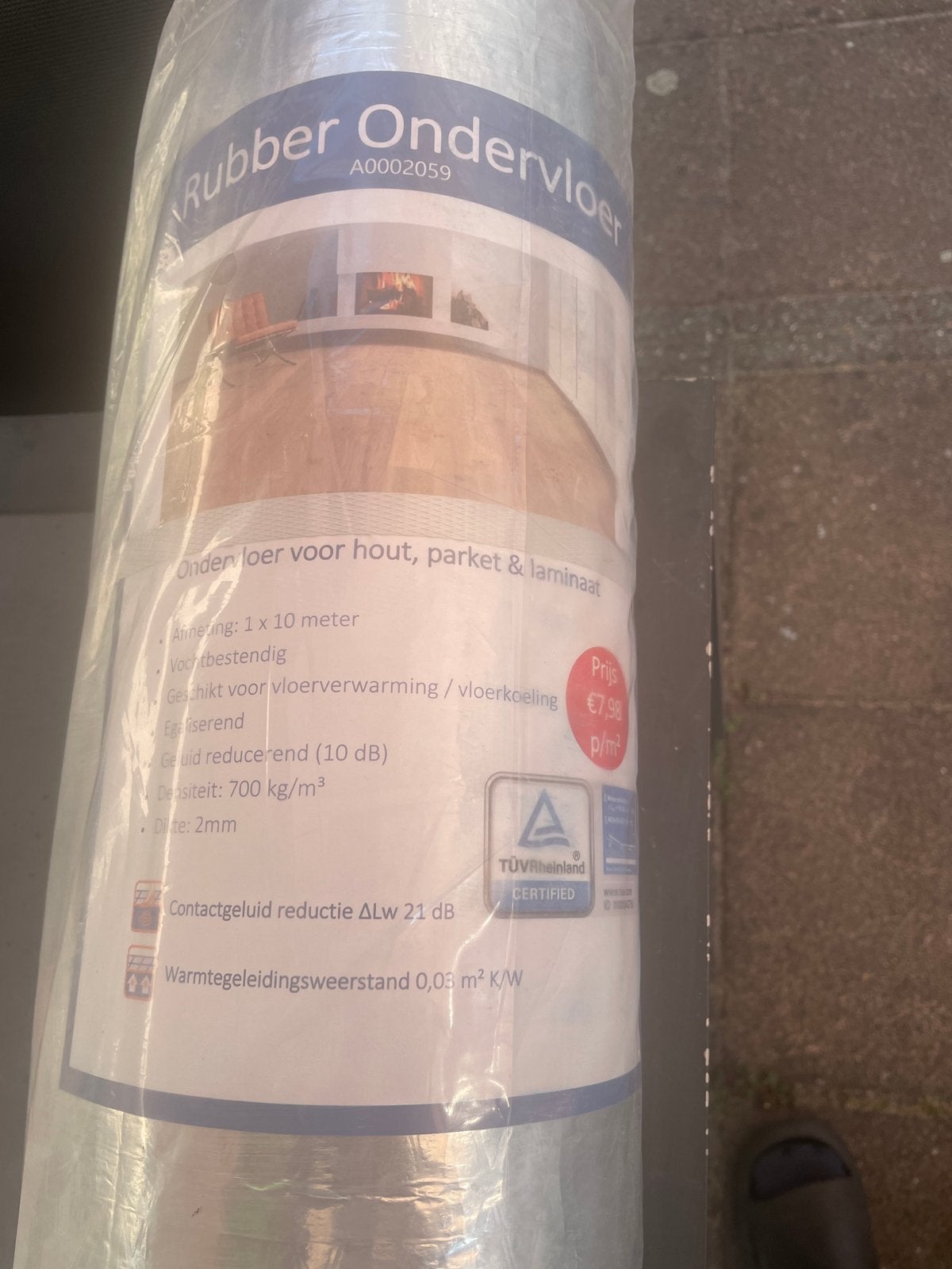Restant Laminaat in org verpakking en rol rubbere ondervloer, Ophalen, Rustiek eiken, Nieuw, 5 tot 10 m²