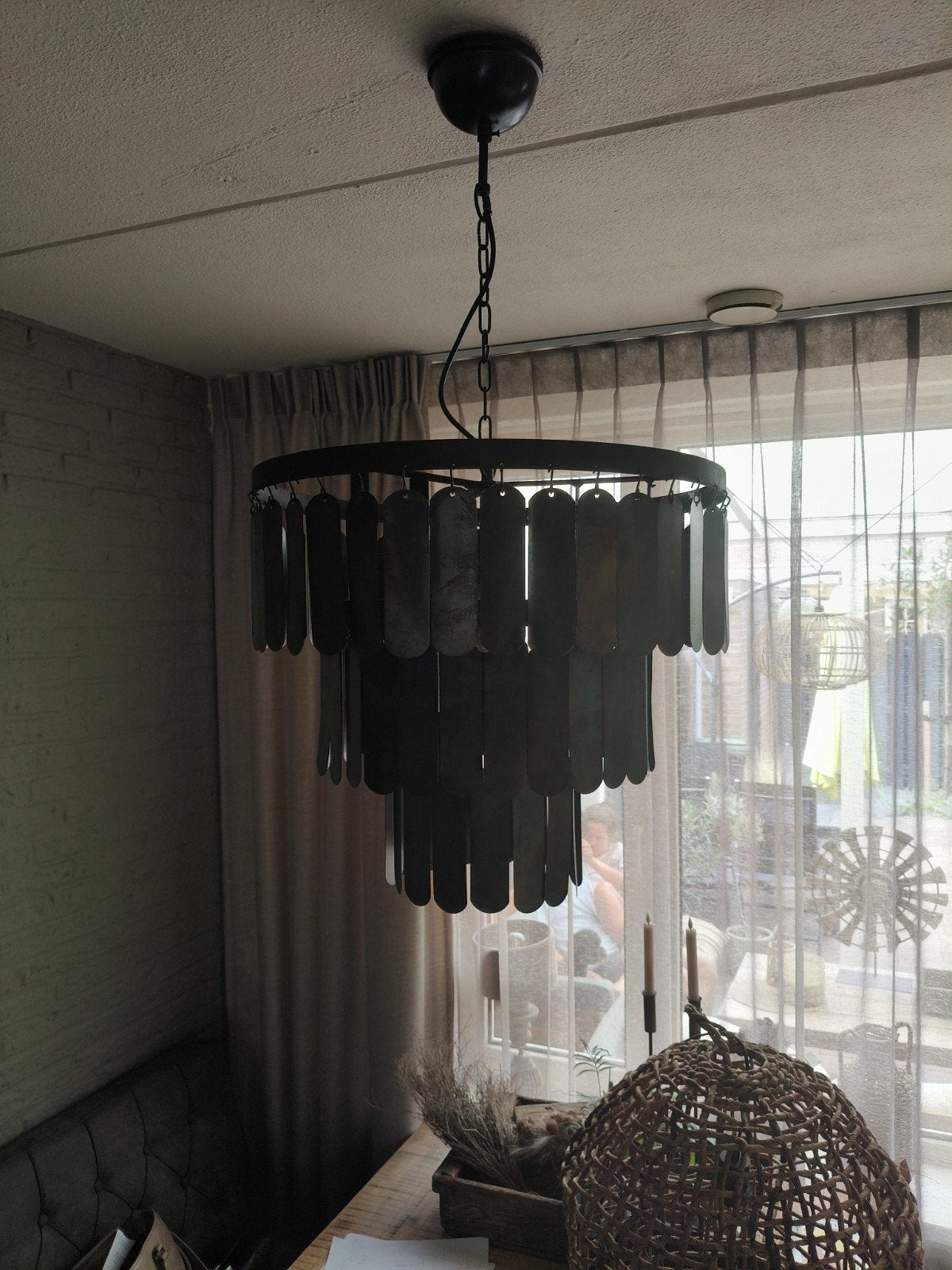 sober stoere  lamp metalen lamellen, Sober stoere landelijke, Zo goed als nieuw, Metaal, E27 (groot)
