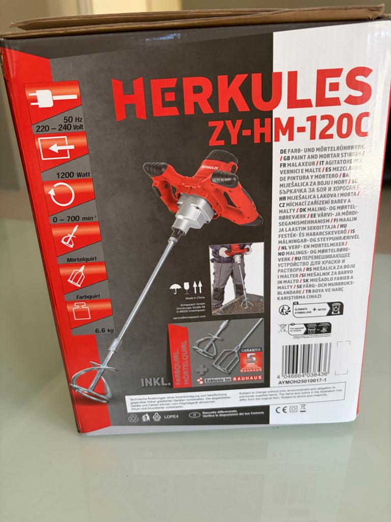 Herkules ZY-HM-120C Mortelmixer - Nieuw in doos, Ophalen of Verzenden, Nieuw