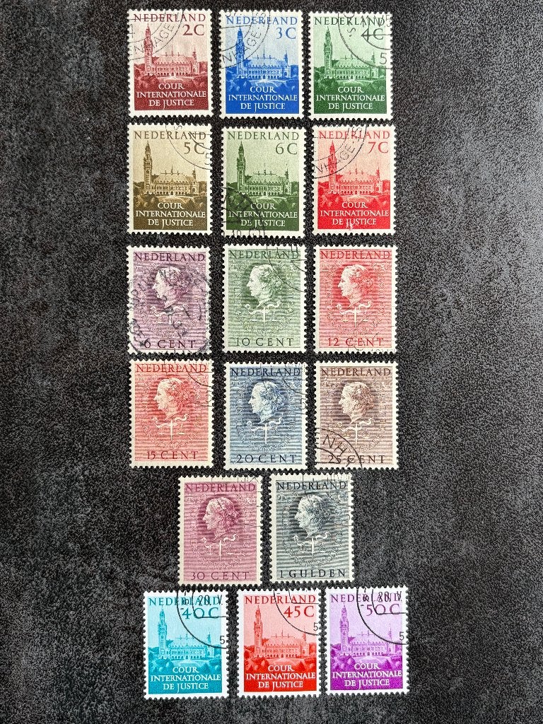 1951-77 NVPH D27-43 Cour de Justice, Gestempeld, Postzegels en Munten, Ophalen of Verzenden, Na 1940, Gestempeld
