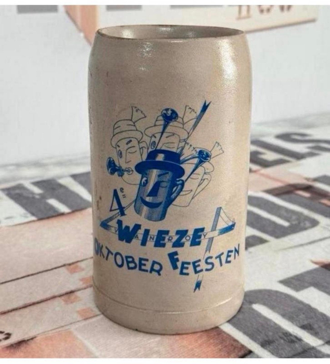Vintage Wieze bierpot bierpul bier pot 1 Liter steen oktober, Ophalen of Verzenden, Gebruikt, Pul(len), Overige merken