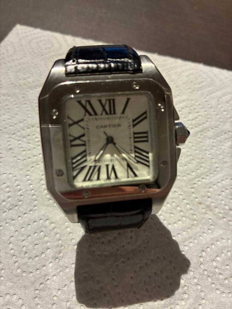 Cartier Santos 100 Polshorloge - Roestvrij Staal, Overige merken, Staal, Polshorloge, Ophalen of Verzenden