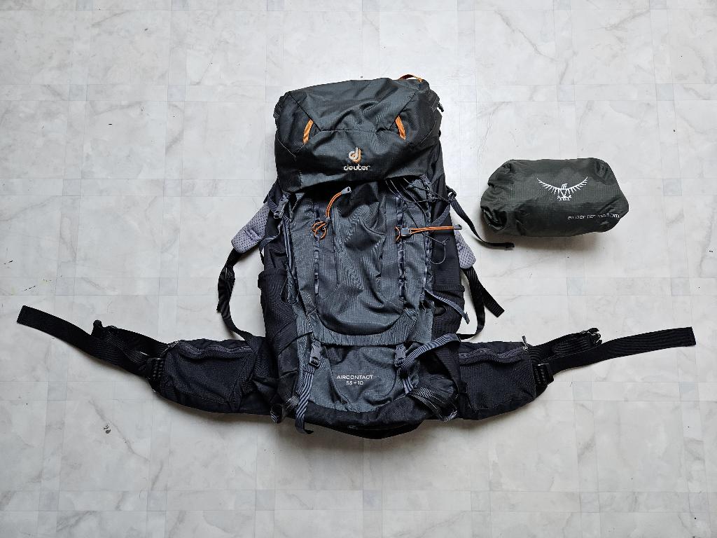 Deuter Aircontact 55+10 backpack + Osprey Airporter M, 40 cm of meer, Gebruikt, 60 cm of meer, Ophalen