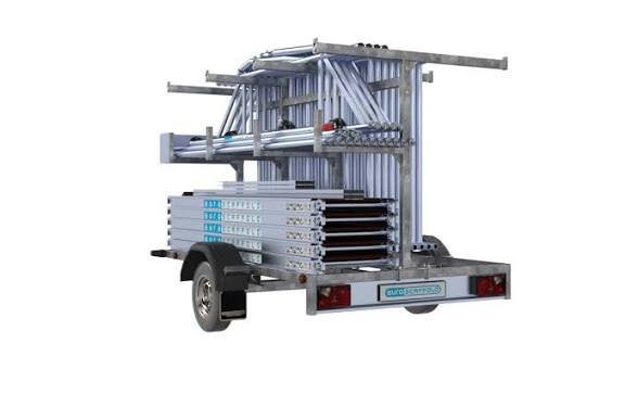 Euroscaffold steiger met aanhanger grote set, Ophalen, Gebruikt, Gevelsteiger, 5 meter of hoger