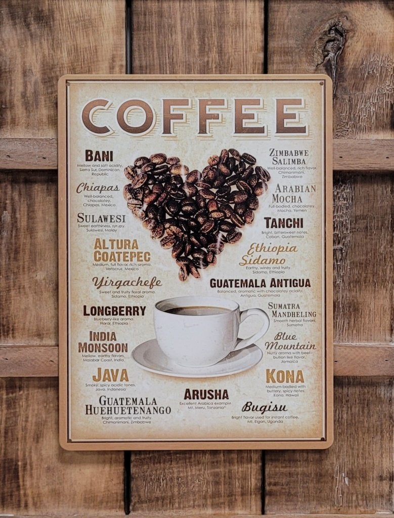 Coffee bonen hart koffie reclamebord van metaal wandbord, Info@deconoord.nl, Deco Noord, Nieuw, Ophalen of Verzenden