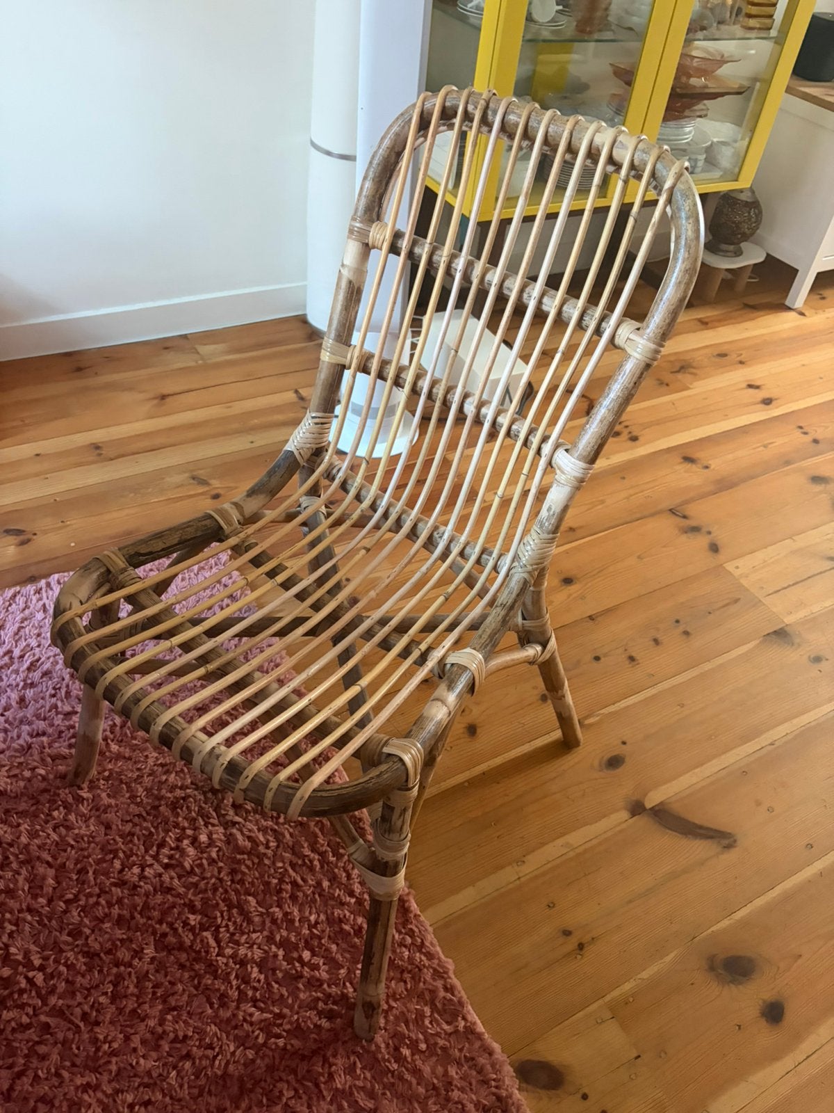 Rieten stoelen, Huis en Inrichting, Stoelen, Ophalen, Zo goed als nieuw, Bruin, Twee