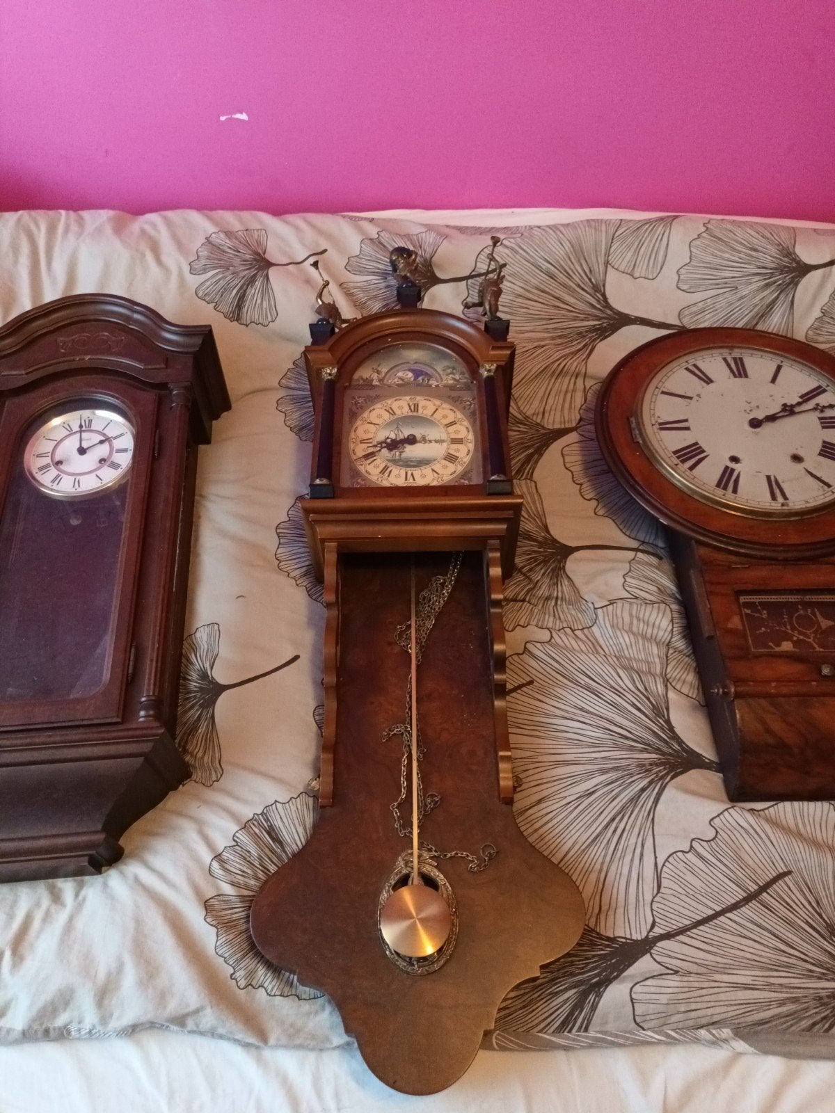 Set van 3 Antieke Klokken - Wandklokken en Barometer, Ophalen