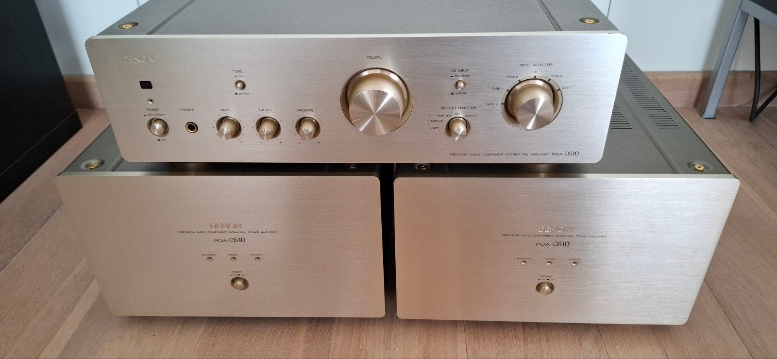 DENON PRA S10 voor + 2 x POA S10 mono eindversterkers, Gebruikt, Denon, Ophalen of Verzenden, 120 watt of meer