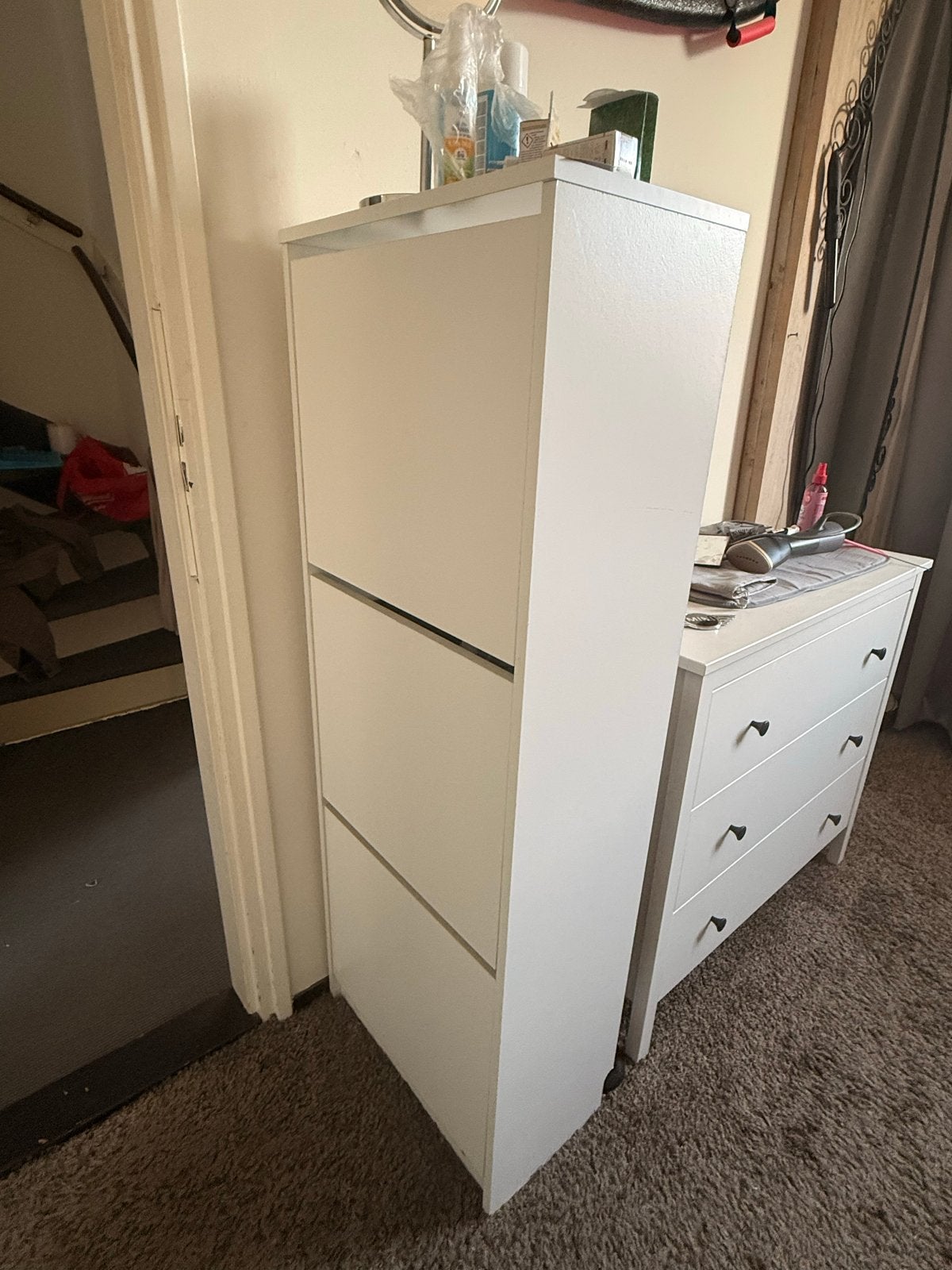Witte schoenenkast met 3 vakken, Ophalen, Gebruikt