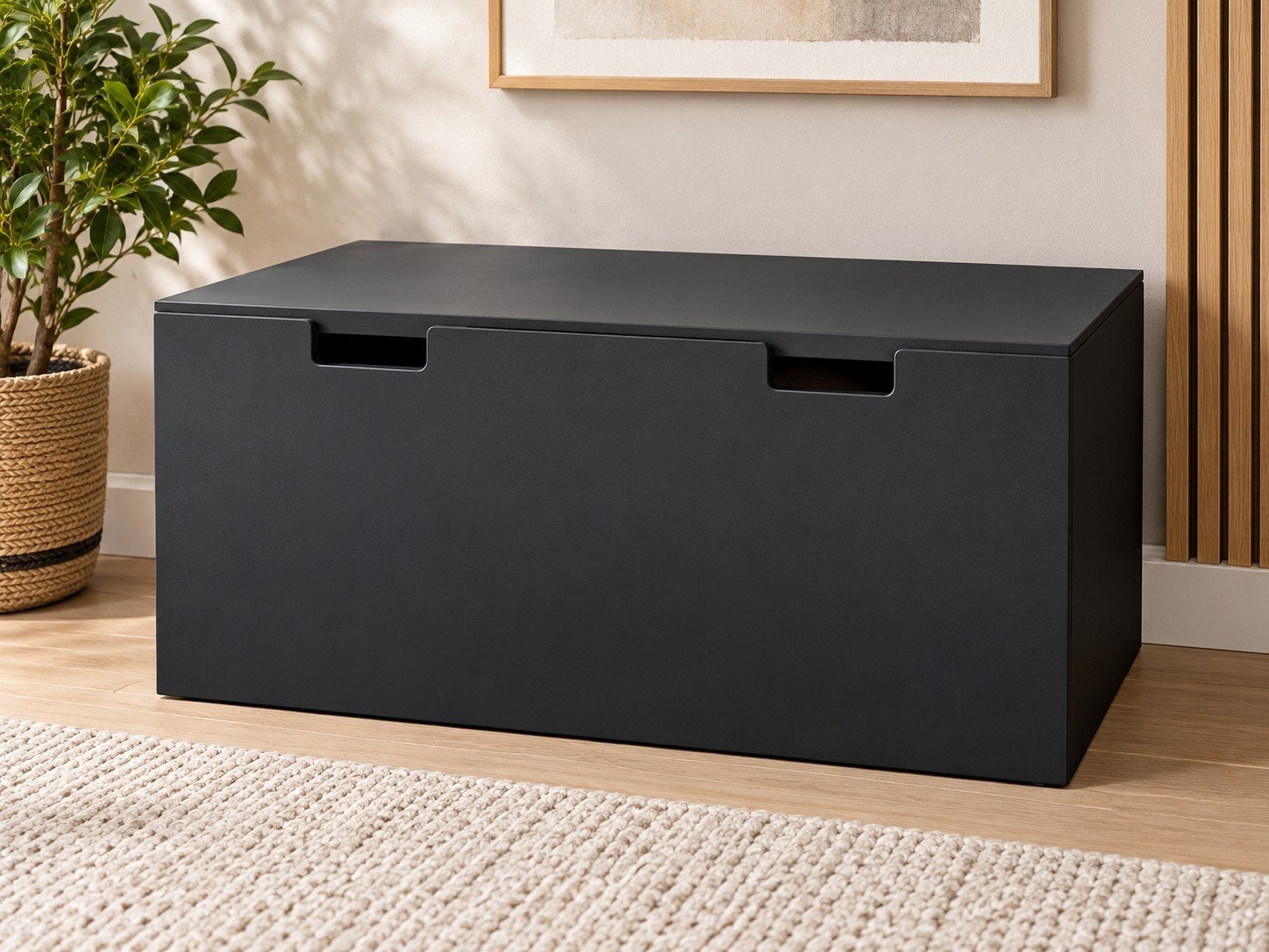 Moderne zwarte opbergkist – strak design en veel opbe, Huis en Inrichting, Ophalen, 50 tot 100 cm, Minder dan 50 cm