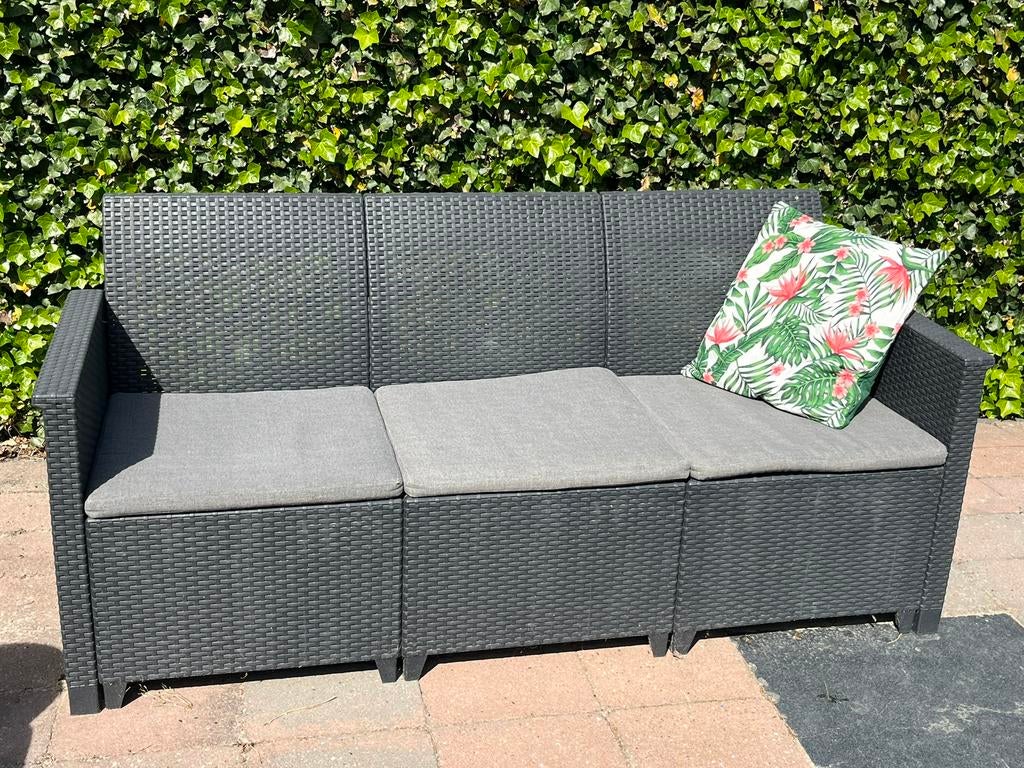 3 persoons tuinbank - antraciet, Ophalen, Zo goed als nieuw, Wicker