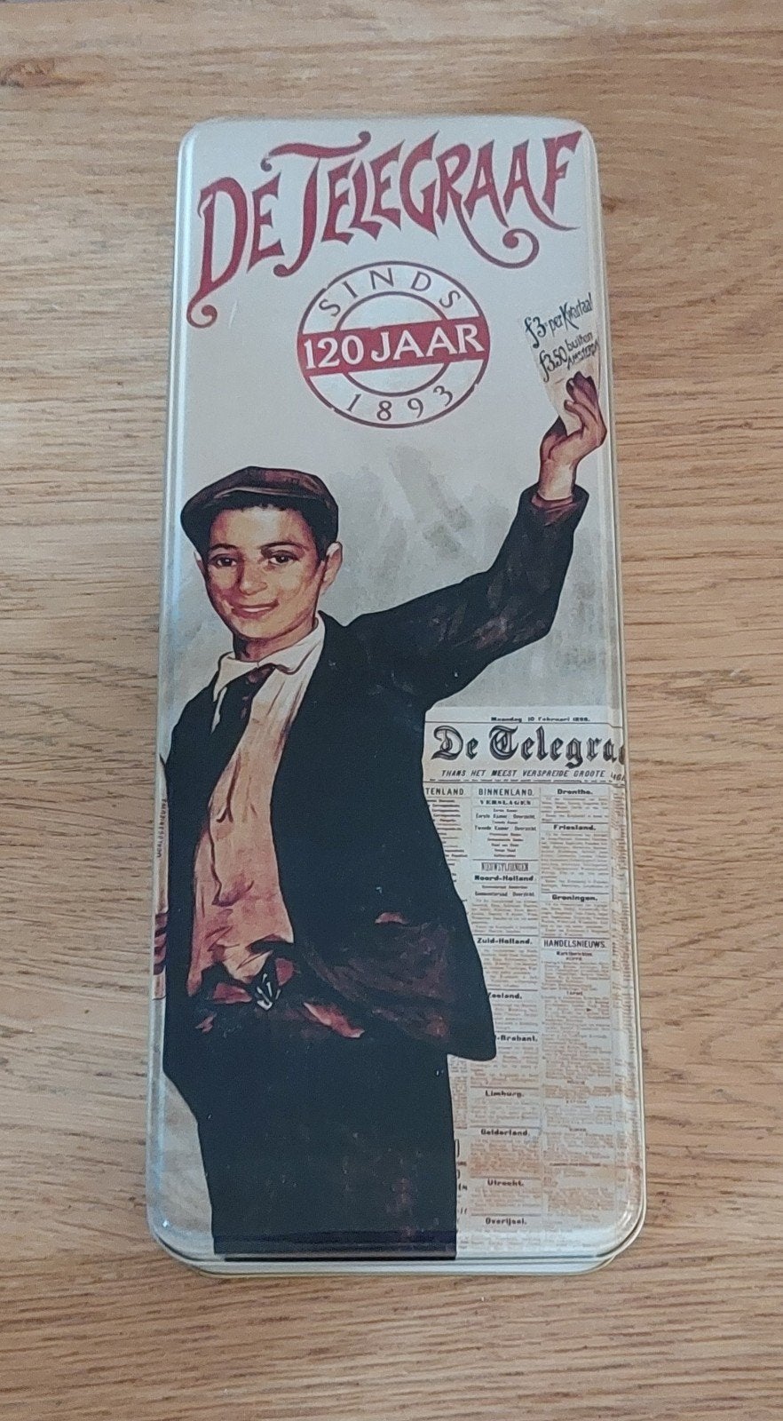 De Telegraaf Blikken Trommel - 120 Jaar Jubileum, Ophalen, Zo goed als nieuw, Overige