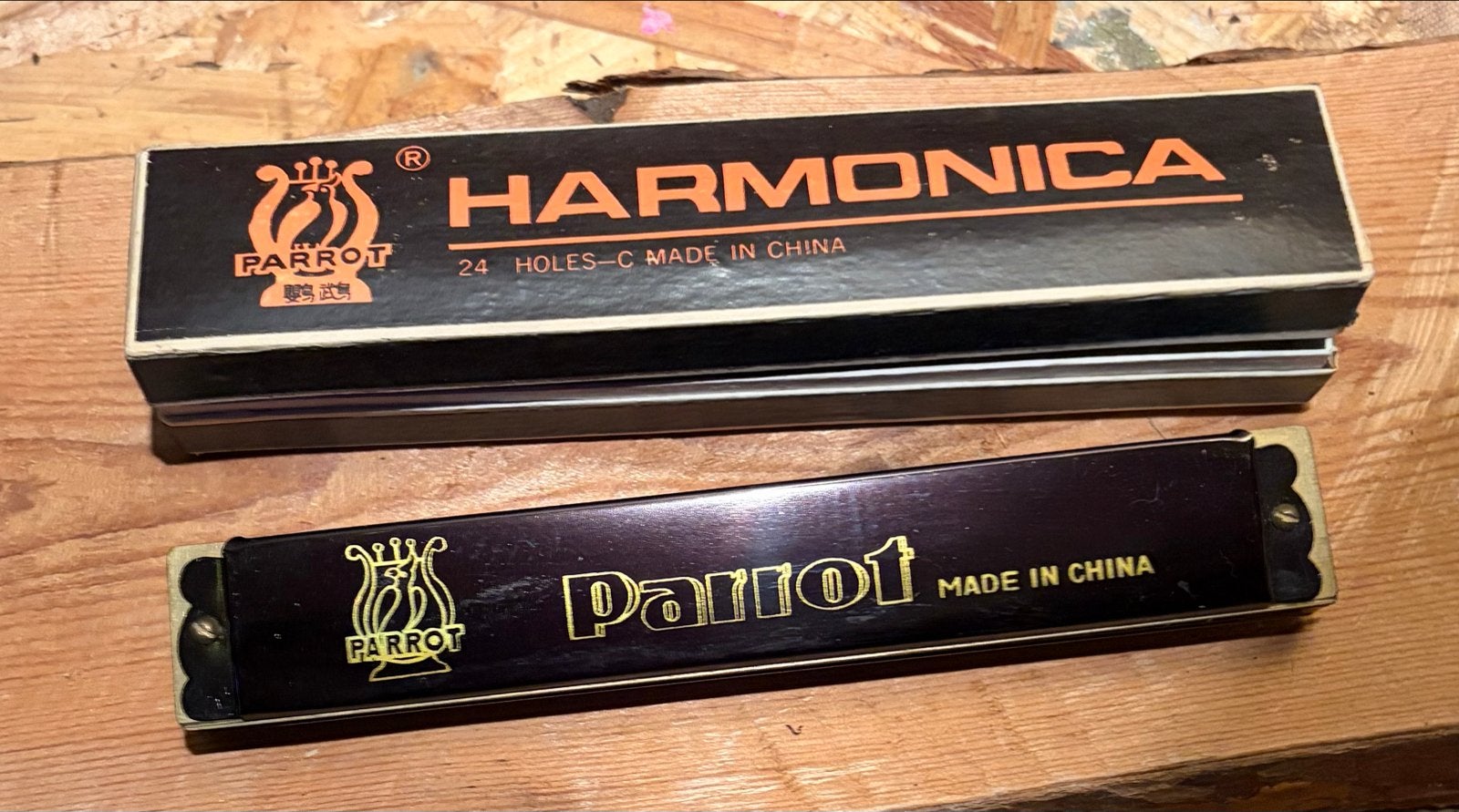 Parrot Mondharmonica 24 Holes-C met doosje, Ophalen, Gebruikt, C-mondharmonica, Met koffer of doosje