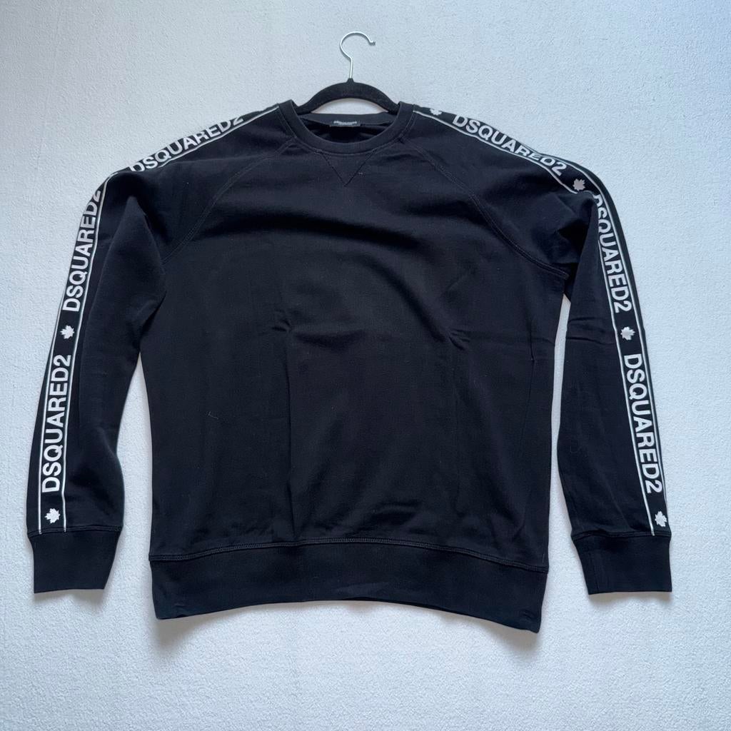 Dsquared2 Sweater Zwart met Logo Banden Maat M, Ophalen of Verzenden, Zo goed als nieuw, Maat 48/50 (M), Zwart