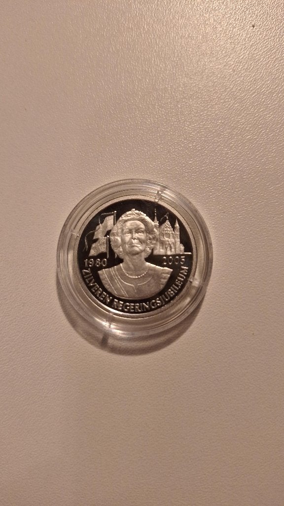 Penning Zilveren regeringsjubileum Beatrix, Ophalen of Verzenden, Zilver, Nederland