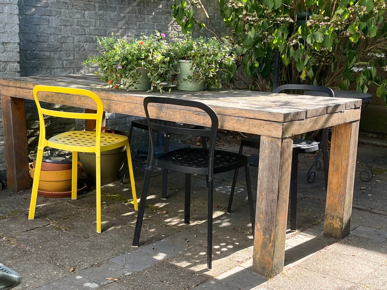 Massief eikenhouten tuintafel, Ophalen, Gebruikt, Rechthoekig, Hout